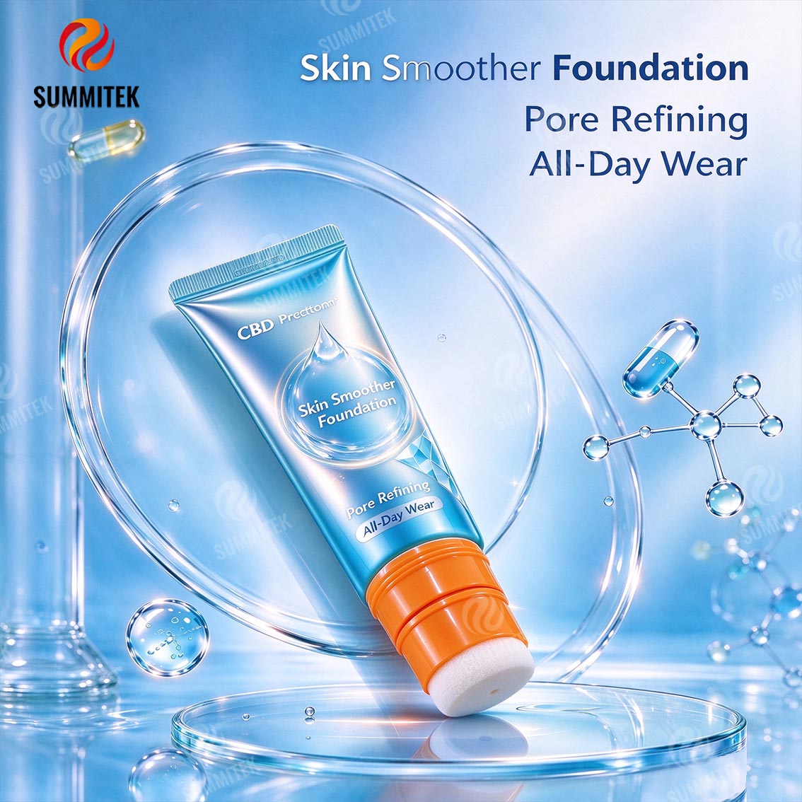 D30 Press-on Sponge Puff Applicator Tube for Liquid Foundation